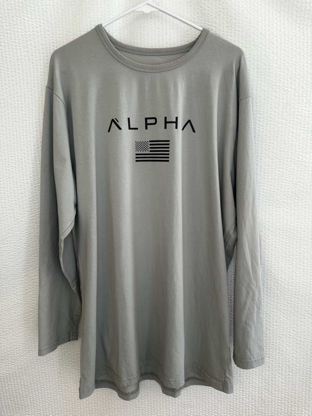 ALPHA Men's Gray Long Sleeve Tee Size: XXL